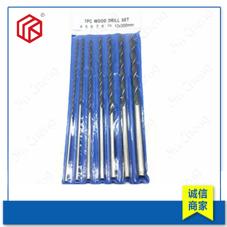 7pcs300mm three-tip woodworking extension drill twist drill hanging bag set drill centering woodworking hole opener set