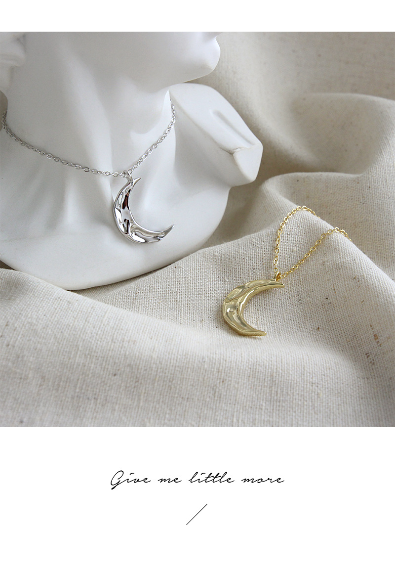 Spring Ring Trigger Clasp Closure Clasp Closure Type Korean Irregular Concave Convex Surface Moon Silver Necklace