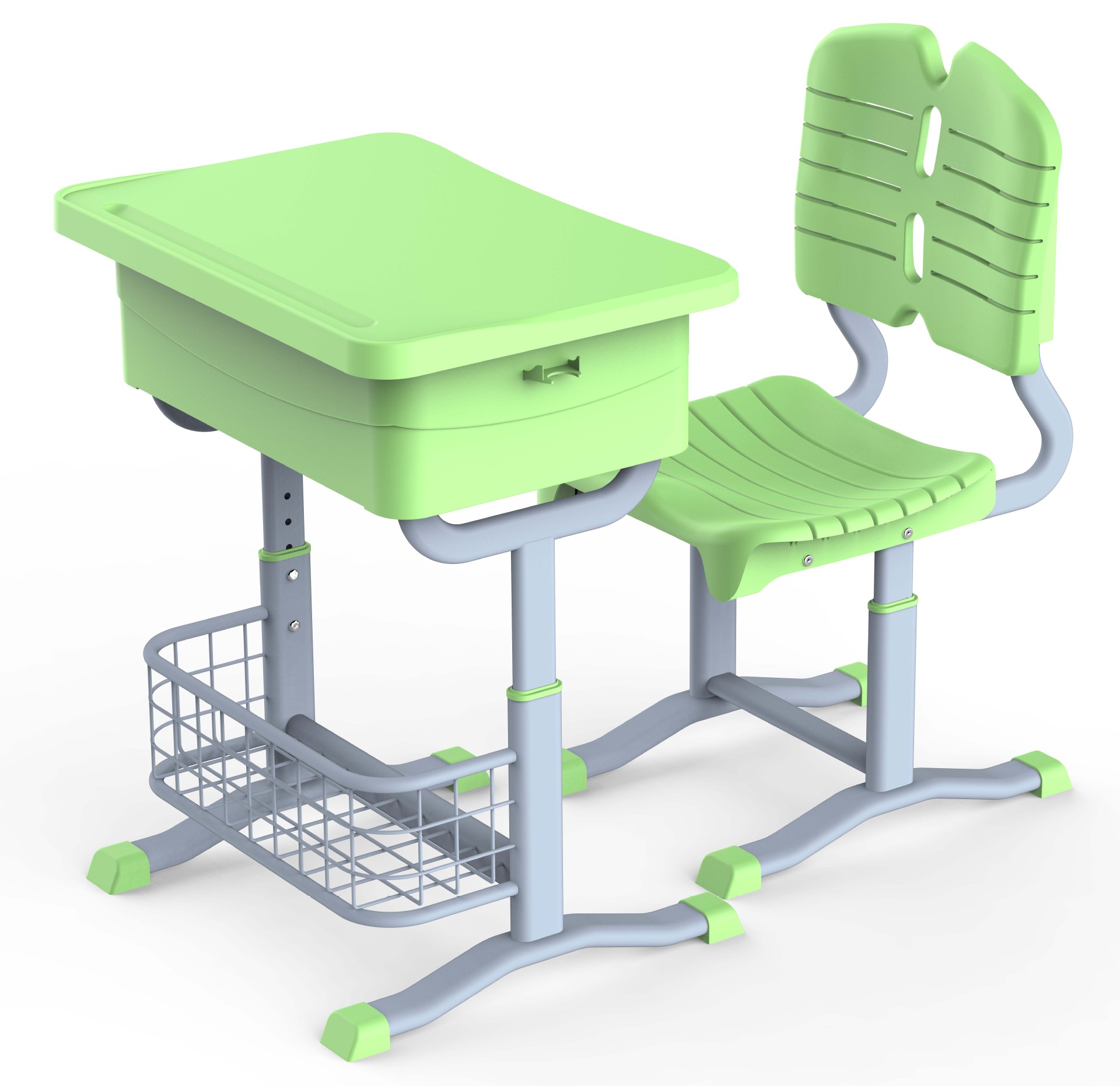 钢塑套管升降课桌椅 桌网栏椅直连档 果绿 效果图.23