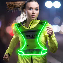 源头厂家热卖户外运动跑步防护骑行服网布轮廓围边 LED发光运动服