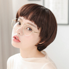 Female Short Straight Mushroom Top with Bangs for Round Face Cute Short Hair Synthetic Wig Wholesale from Manufacturer, Dropshipping One Piece