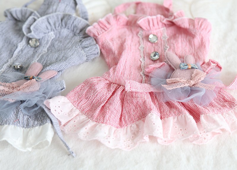 小兔花边领吊带裙