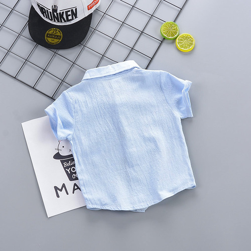 男童短袖衬衫潮童2020夏季薄款儿童挖机衬衫短袖宝宝衬衣上衣