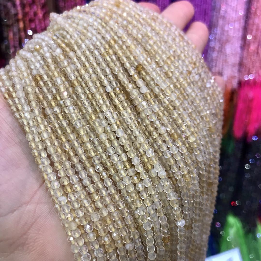 Natural Yellow Crystal Cut Half-Finished Bead Pendant Earrings Necklace Hairpin Tassel DIY Jewelry Accessories Wholesale