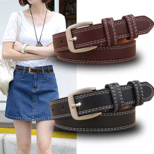 Double line women's belt Korean version versatile women's belt simple casual pin buckle jeans belt factory direct sale