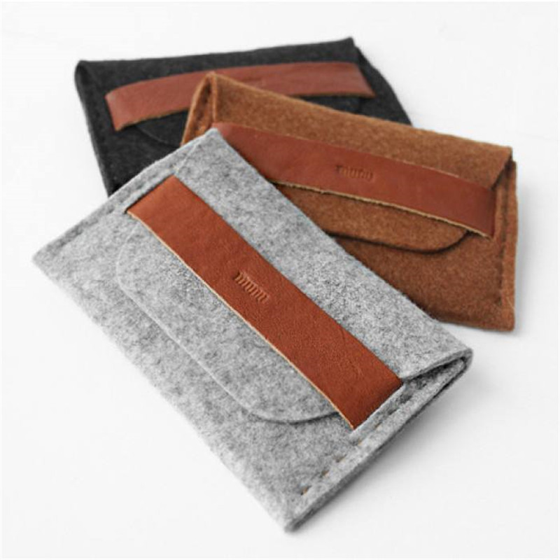 加工定制彩色创意时尚毛毡卡包 多功能零钱包毛毡卡包批发厂家