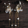 Hair accessory for bride, cute white ear clips, flowered, simple and elegant design