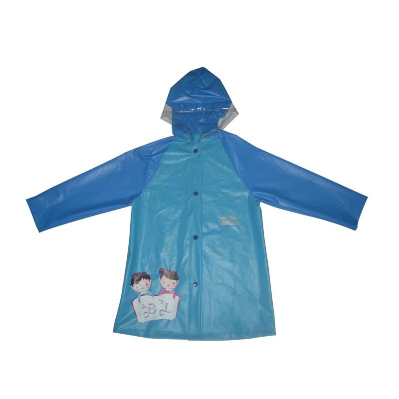 带书包位帽檐拉链扣子连体雨披男女宝宝学生儿童雨衣外贸定制