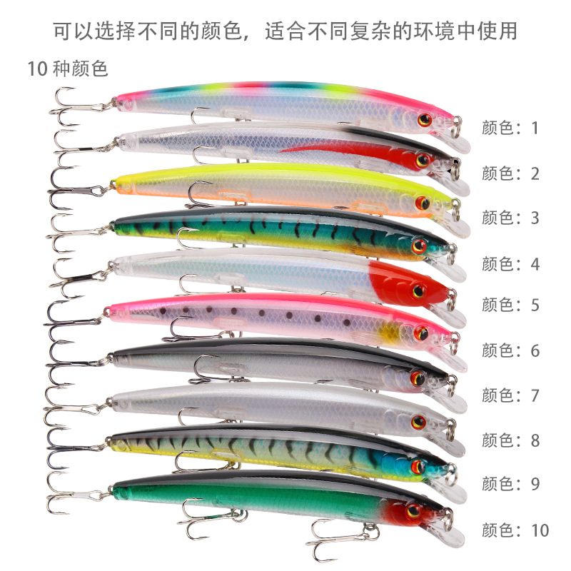 10 Colors Minnow Fishing Lures Kit for Freshwater Bait Tackle Kit for Bass Trout Salmon Fishing Accessories Tackle Box