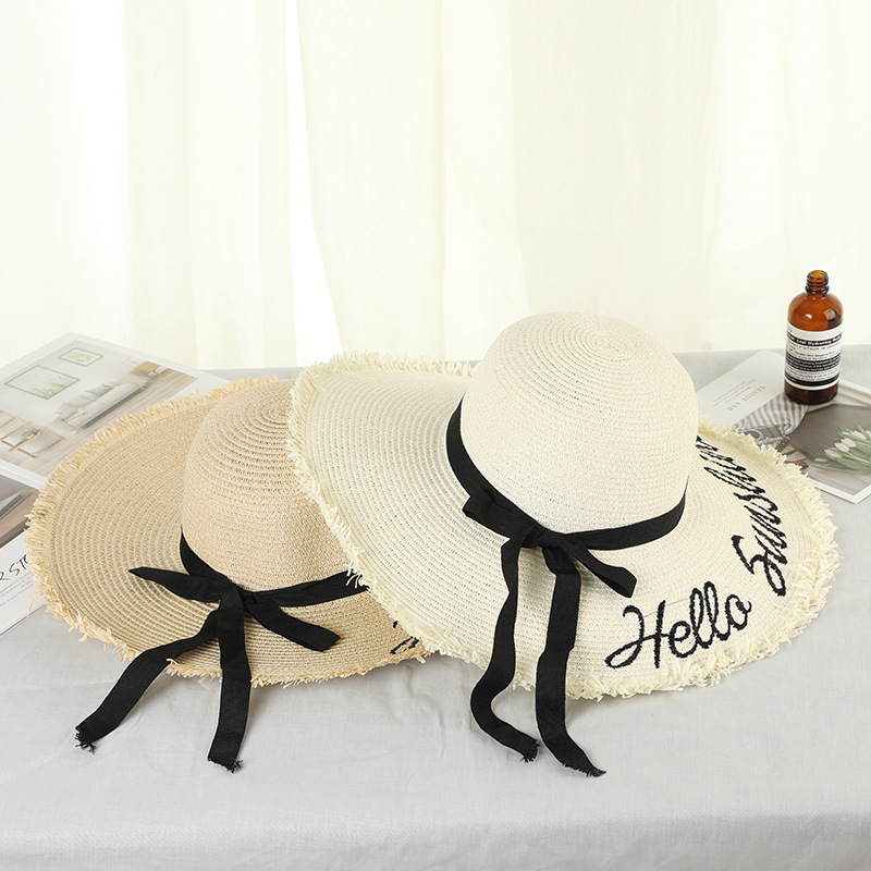 Summer new straw hat ladies butterfly bi...