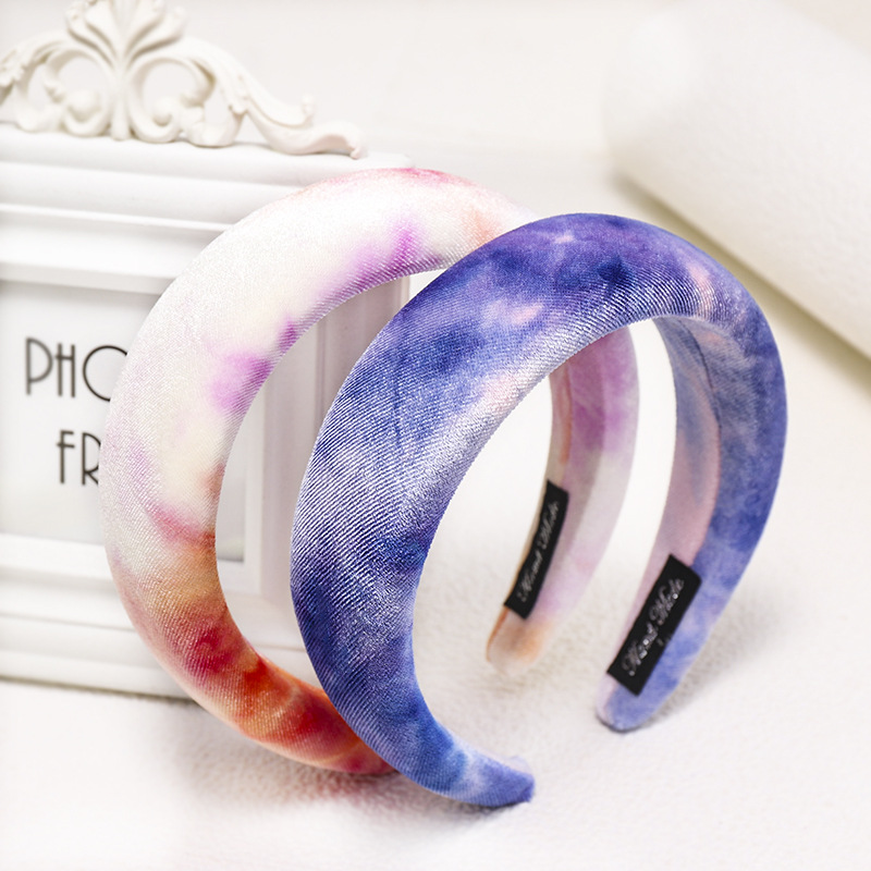 New Tie Dyed Velvet Sponge Hair Hoop Thickened Flannel Headband Ladies Wholesale display picture 2