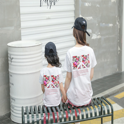 厂家童装2019纯棉后背印花T恤女童套装儿童中大童夏季潮裤两件套7