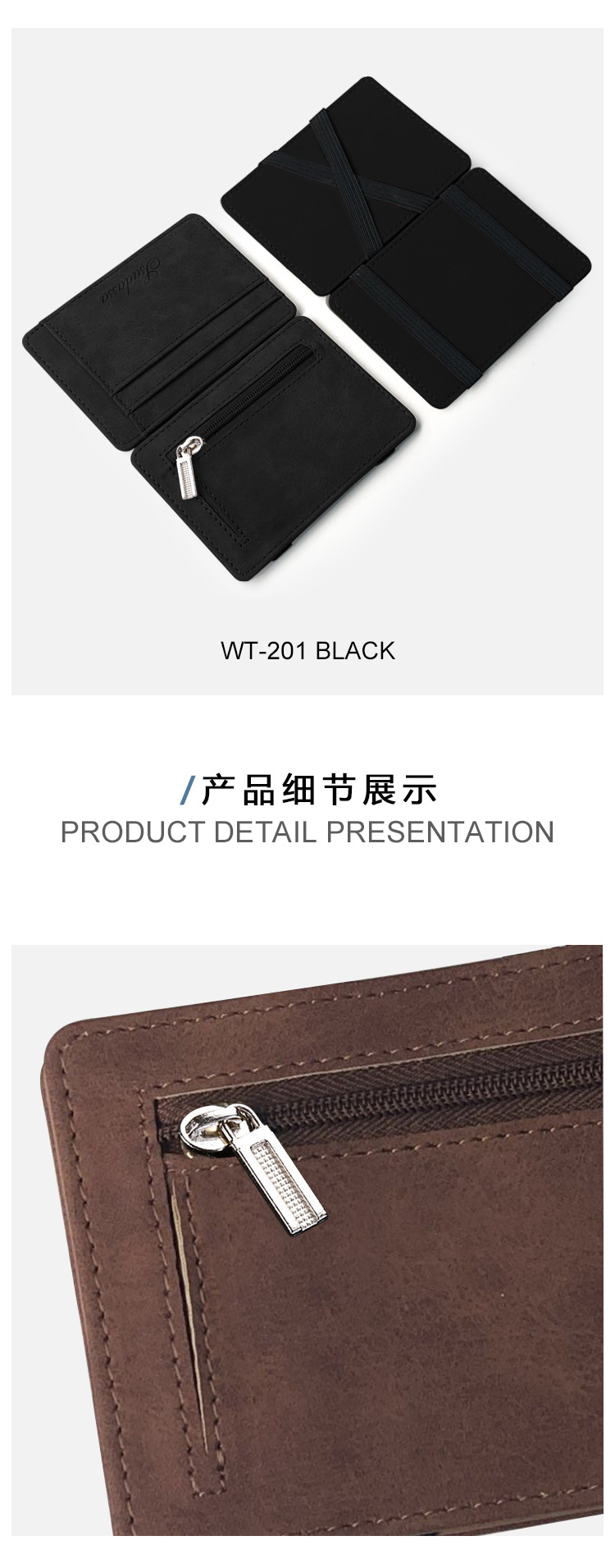 Korean Fashion Wild Creative Models Matte Leather Magic Wallet Card Package Zipper Coin Purse Men's Wallet Wholesale Nihaojewelry display picture 10