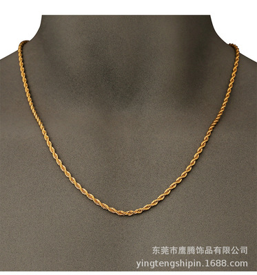 原创潮牌金麻花链 hiphop嘻哈金项链 欧美时尚潮流说唱挂链金链子|ru