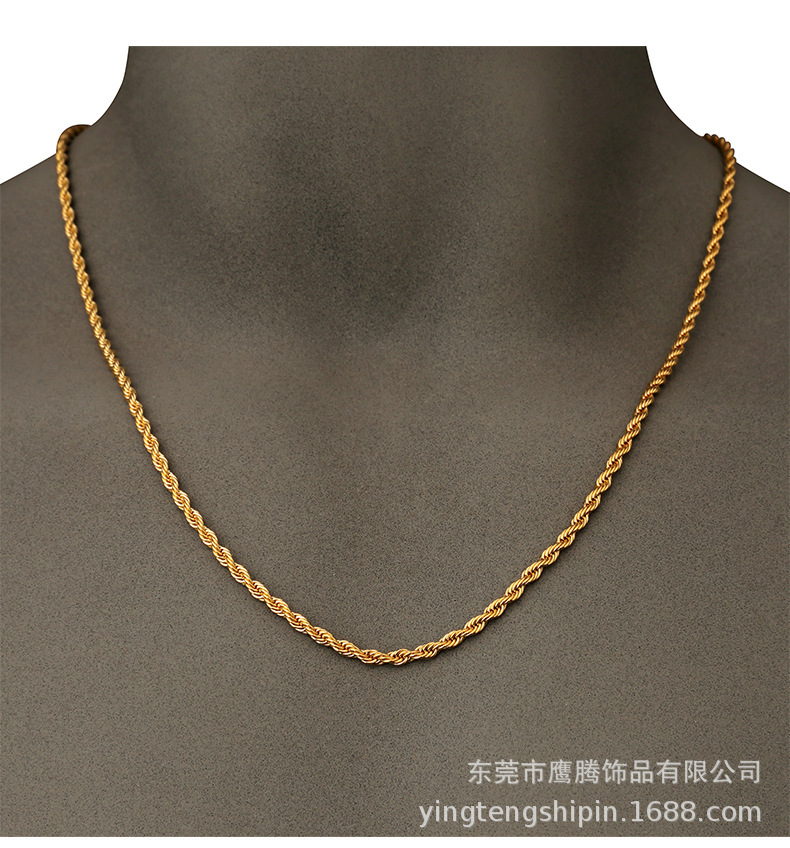 原创潮牌金麻花链 hiphop嘻哈金项链 欧美时尚潮流说唱挂链金链子|ru