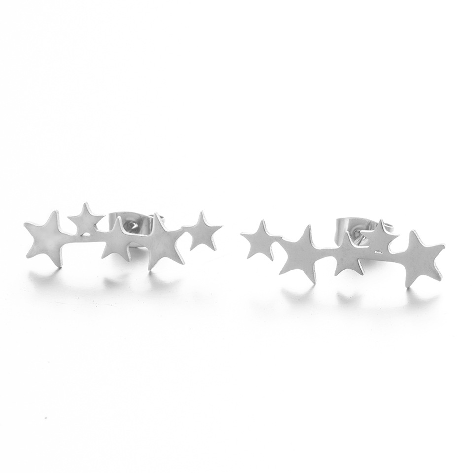 Petites Boucles D&#39;oreilles Simples Étoiles En Or Et Argent Brillant display picture 6