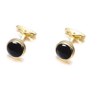 High Quality Gold Plated Cufflinks Black Drop Glue Cuffs Men's Dress Business cufflink cufflink 826