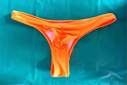Cross-border European and American new sexy women's solid color pleated thong bikini multi-color swimming trunks sexy underwear