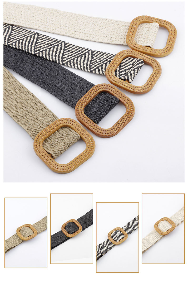 New Pp Straw Woven  Round Buckles Fashion Casual Decoration All-match Trousers Elastic Belt display picture 12