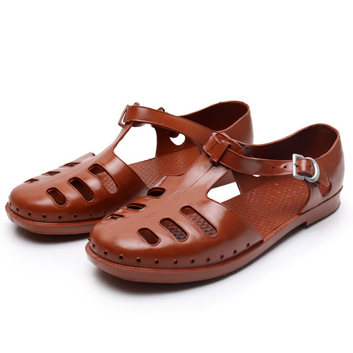 Fashion Casual Retro Outdoor Sandals Vintage Rubber Pig Cage Shoes Men's Toe Boxed Hole Hole Sandals Beach Summer