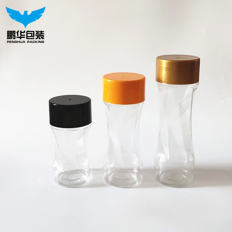 批发加高盖麻花瓶透明塑料瓶调料瓶小零食密封罐食品级pet广口瓶