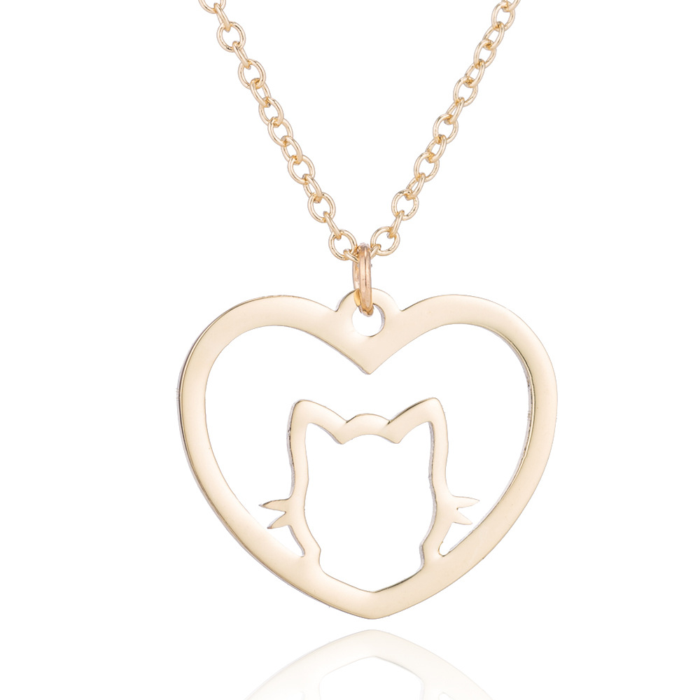 18K Gold Plated Plating Material 201 Stainless Steel Pendant Material Wholesale Jewelry Fashion Heart Shape Cat 201 Stainless Steel 18K Gold Plated Stainless Steel Necklaces