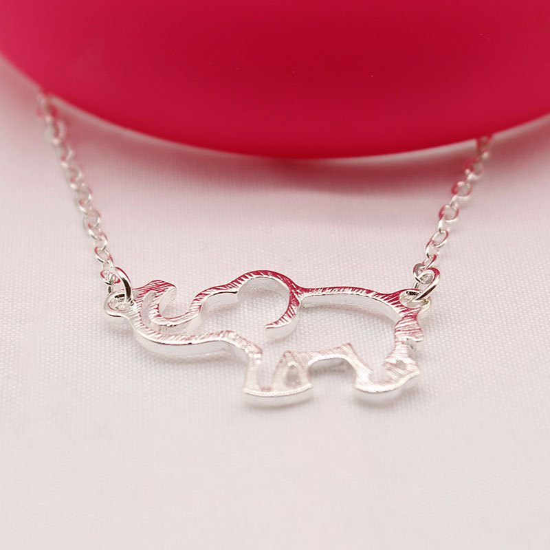 Plating, Hollow Out Design IG Style Cute Elephant Alloy Plating Hollow Out Women's Necklace