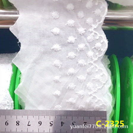 C-2325圆点全纯棉布料刺绣棉布花边洛丽塔辅料