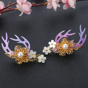 chinese hanfu hair accessory for girls Lovely ancient antler hairpin pair women classic and aestheticism Chinese element hair ornament