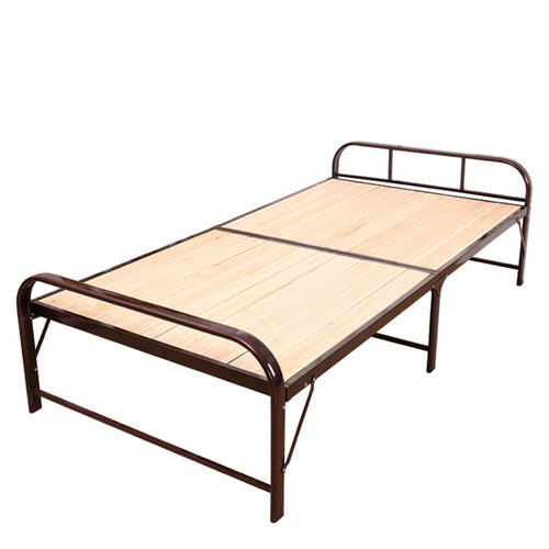 Hubei Wuhan folding sheet single bed office lunch break bed 1.2 meters double wooden board solid steel wooden bed accompanying bed