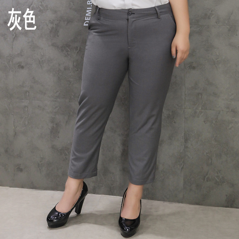 200斤超大码女装职业裤加肥加大西裤黑色200斤胖mm九分裤一件代发