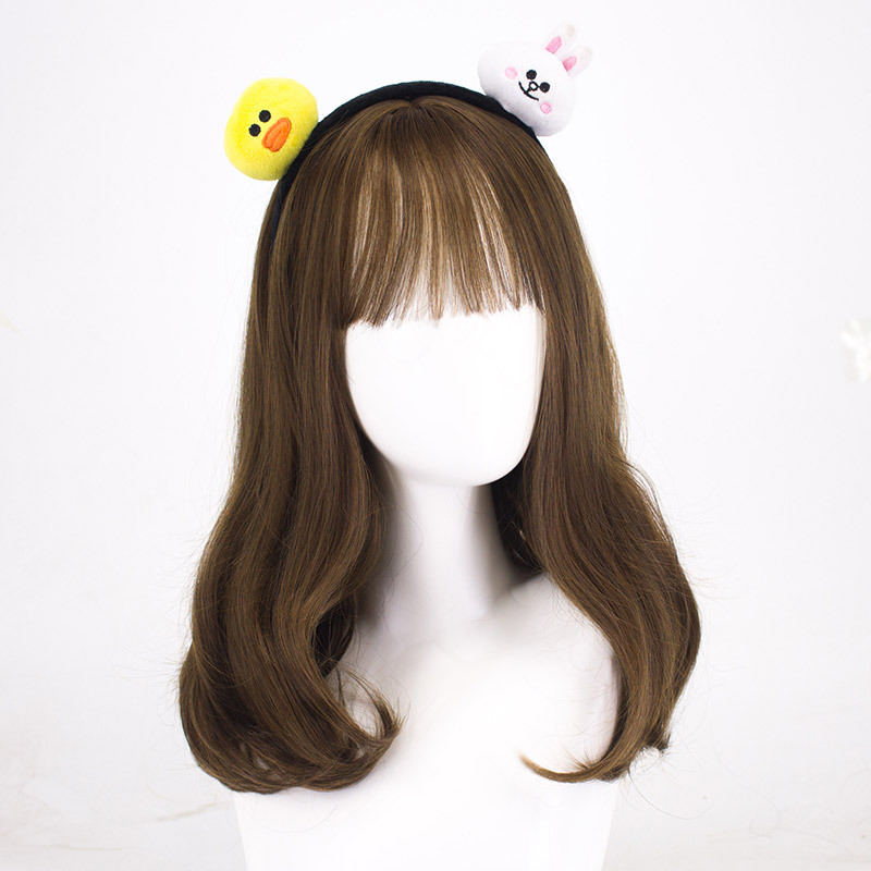 Wig Long Curls Pear atmosphere Bangs Wig student High temperature resistance Fiber Fake hair