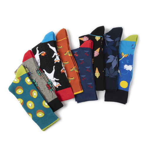 Trendy socks for men, mid-length, women's foreign trade, trendy men's socks, combed cotton, cross-border supply socks, fruit socks, wholesale animal socks