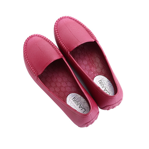 New Plastic Spring and Autumn Fashion Flat Bottom Kitchen Work Short Boot Rain Shoes Flat Bottom Nurse Shoes Mom Shoes Beach 