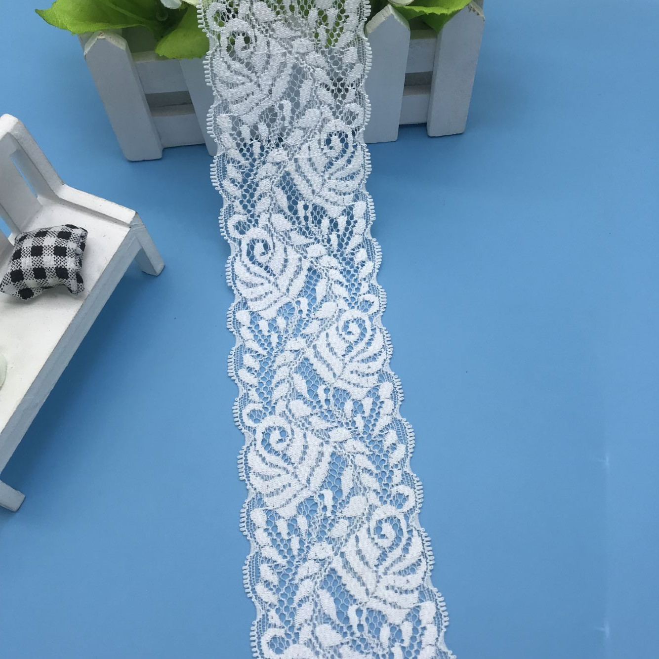 蕾丝花边弹力花边树叶型6公分宽厂家现货批发服装辅料