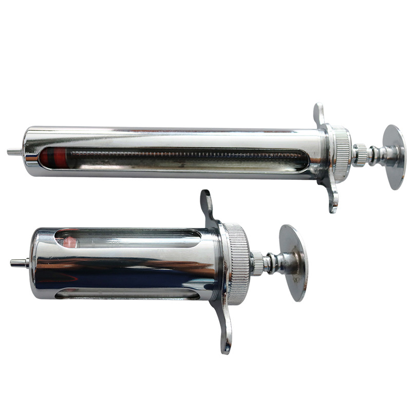 Yuqiu jeringa de metal de acero inoxidable 10 20 30 50 100mL cerdo, ganado y ovejas vacuna veterinaria jeringa