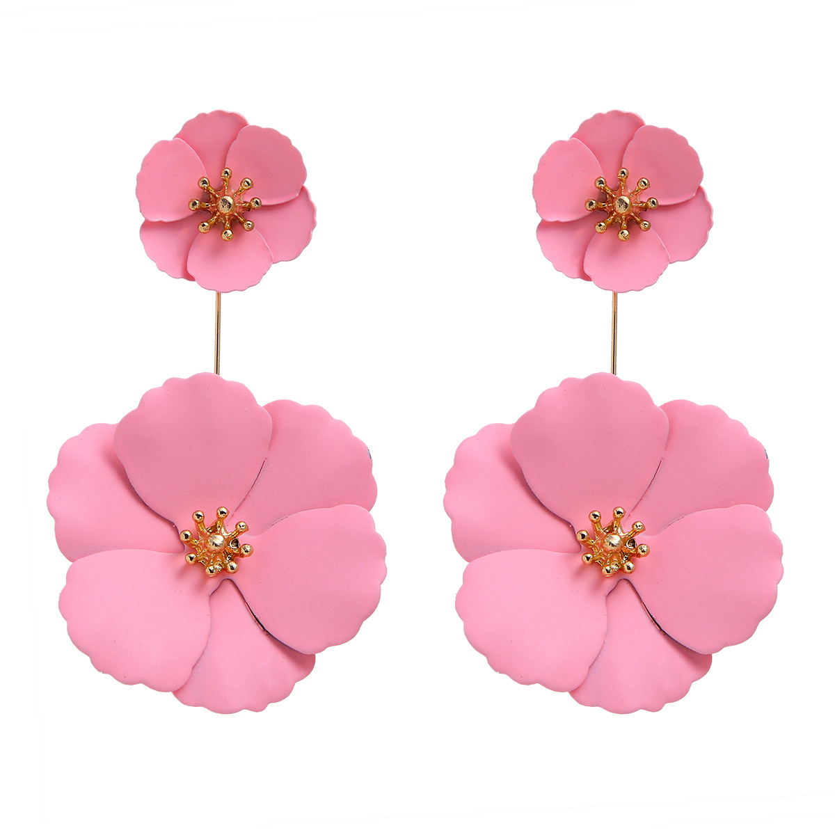 1 Pair Fashion Flower Metal Stoving Varnish Women's Drop Earrings display picture 3