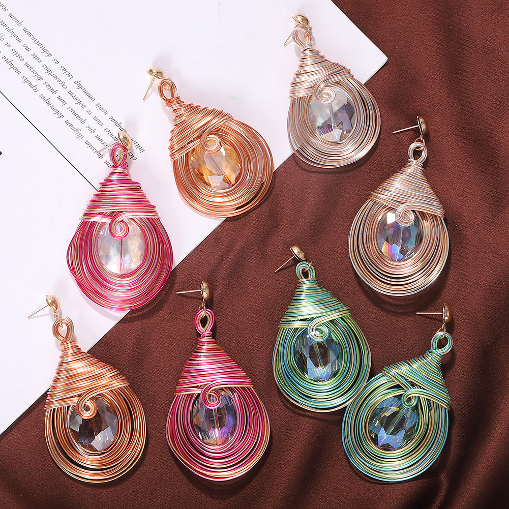 Alloy Gem Drop Earrings Wrap Braided Earrings Accessories display picture 8