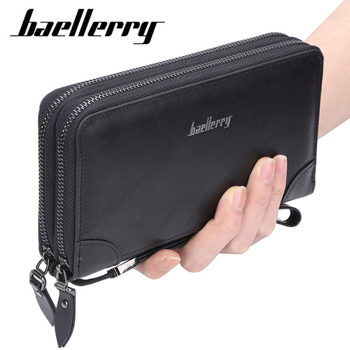 baellerry new men's wallet 2019 cross-border long clutch bag men's retro double zipper coin purse