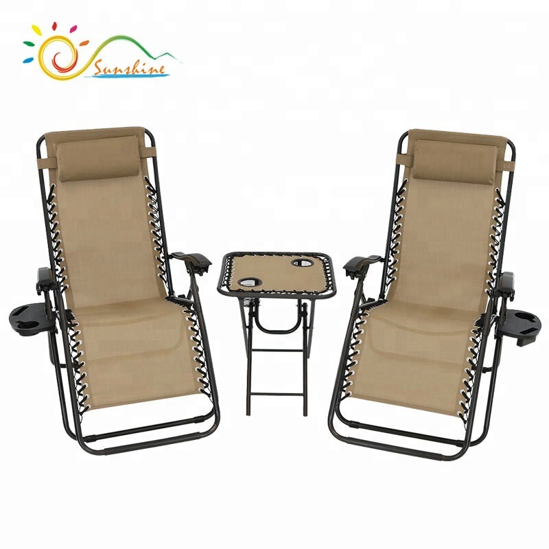 Sanxiang Manufacturers Outdoor Leisure Zero Gravity Recliner with Pillow Cup Holder Two Foldableable Luxury Recliner Sanxiang Manufacturers Outdoor Leisure Zero Gravity Recliner with Pillow Cup Holder Two Foldableable Luxury Recliner