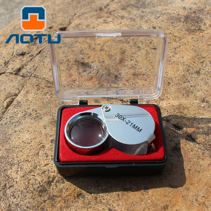 Вогнуто-выпуклая Ювелирная идентификационная стеклянная линза усилитель открытый металлический складной увеличительное стекло трансграничная оптовая продажа AT7627