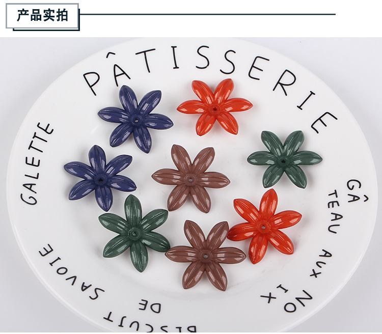 Autumn and winter color mid-hole five-petal spray-painted flower diy factory direct sales hair accessories, hairpins, ancient ornaments, versatile accessories, flower petals wholesale detail image 5