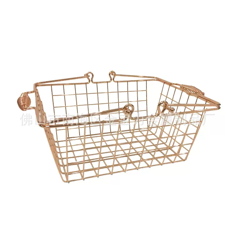 超市便利店金属购物篮电镀铁线篮手提式购物篮酒吧啤酒手提篮