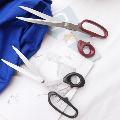 Stainless steel Tailor scissors Korean household scissors kitchen barbecue scissors black Handle Kitchen shears