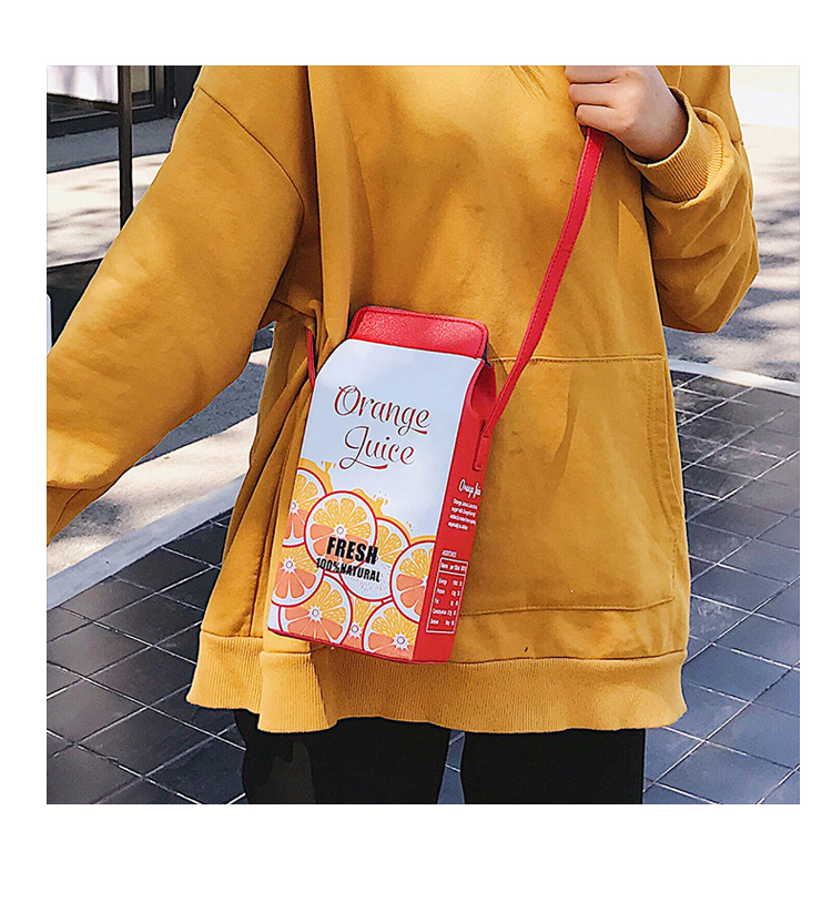 397g Weight Polyester Lining Material Magnetic Buckle Closure Type Single Shoulder Strap Strap Type Square Bag Bags Type Casual, Daily Occasion Pu Leather Material Fruit Pattern All Seasons Season Women'S Gender Cute Style Square Shape Orange, Rose Red Color Small Size Women's Small Pu Leather Square Bag Shoulder Bag 16