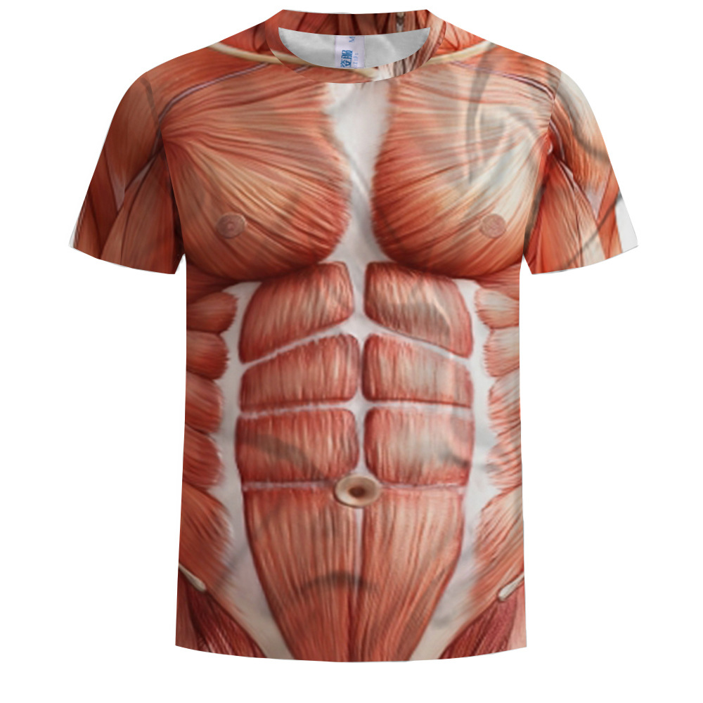 T-shirt imprimé muscle abdominal en 3D - Ref 3424287 Image 1