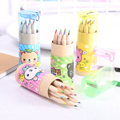 Cartoon Creative Cute Animal Wooden Colored Pencils 12 Colors Children's Painting and Doodle Supplies Tins Colored Pencils Wholesale