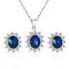 Necklace, chain, set, jewelry solar-powered, zirconium, earrings, sapphire pendant, suitable for import