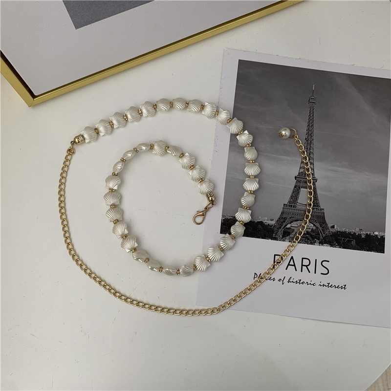 Elegant Women's Waist Chain With Pearl Shell For Dresses And Belts_voghion.com