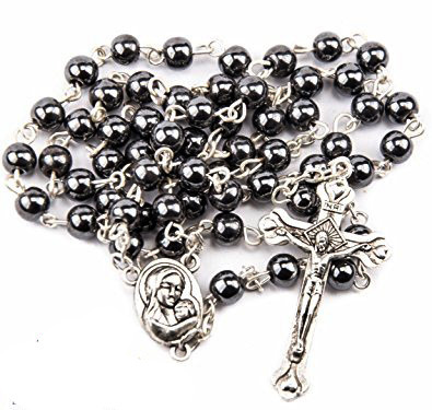 Rosary necklace for women and men non-magnetic black gallstone cross Catholic church praying Rosary necklaces 